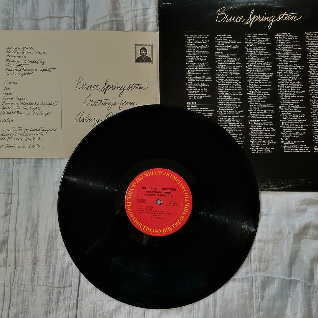 BRUCE SPRINGSTEEN (Greetings From Asbury Park) LP (Category: Vinyls) located in Cebu City. Submitted by timeless_treasure79 (Listing ID 1320955687, Image 3). Description: BRUCE SPRINGSTEEN (Greetings From Asbury Park) LP Price: 695php Genre: Folk Rock Pressing: US Record/Cover: NM/VG++ Item Code: BKW.