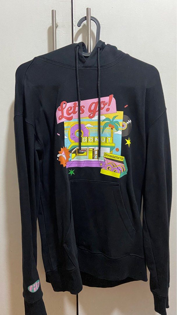 BTS x FILA Dynamite Donut Hoodie (Category: Coats, Jackets and Outerwear) located in Quezon City. Submitted by ynalvr (Listing ID 1321031287, Image 3). Description: Worn only once, original price 3,999 Xs on tag but it's lose fit No photocard/keyring/og packaging included Payo, J&T shipping, meetup at SM Nova.