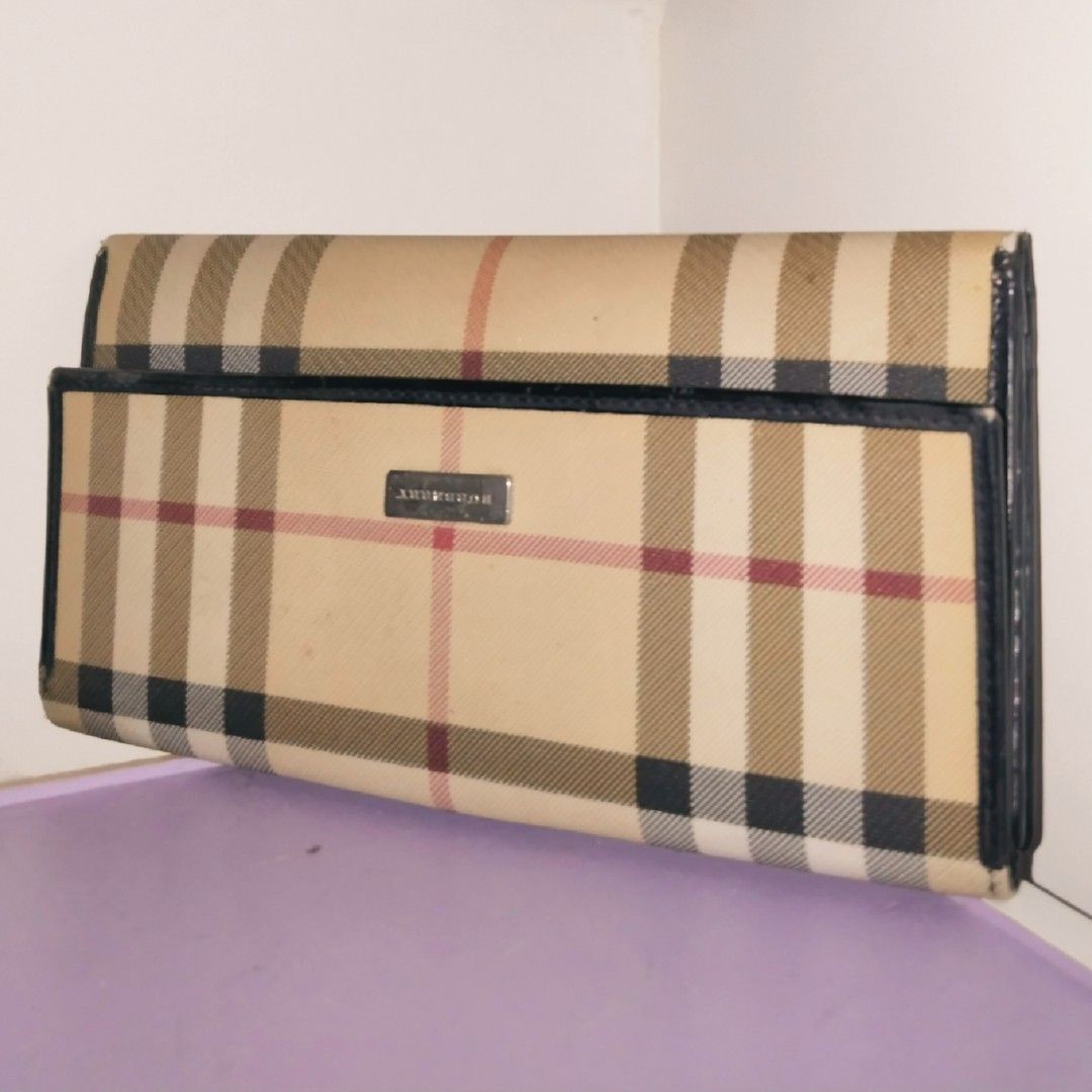 Authentic burberry canvas beige clutch purse wallet malaysia