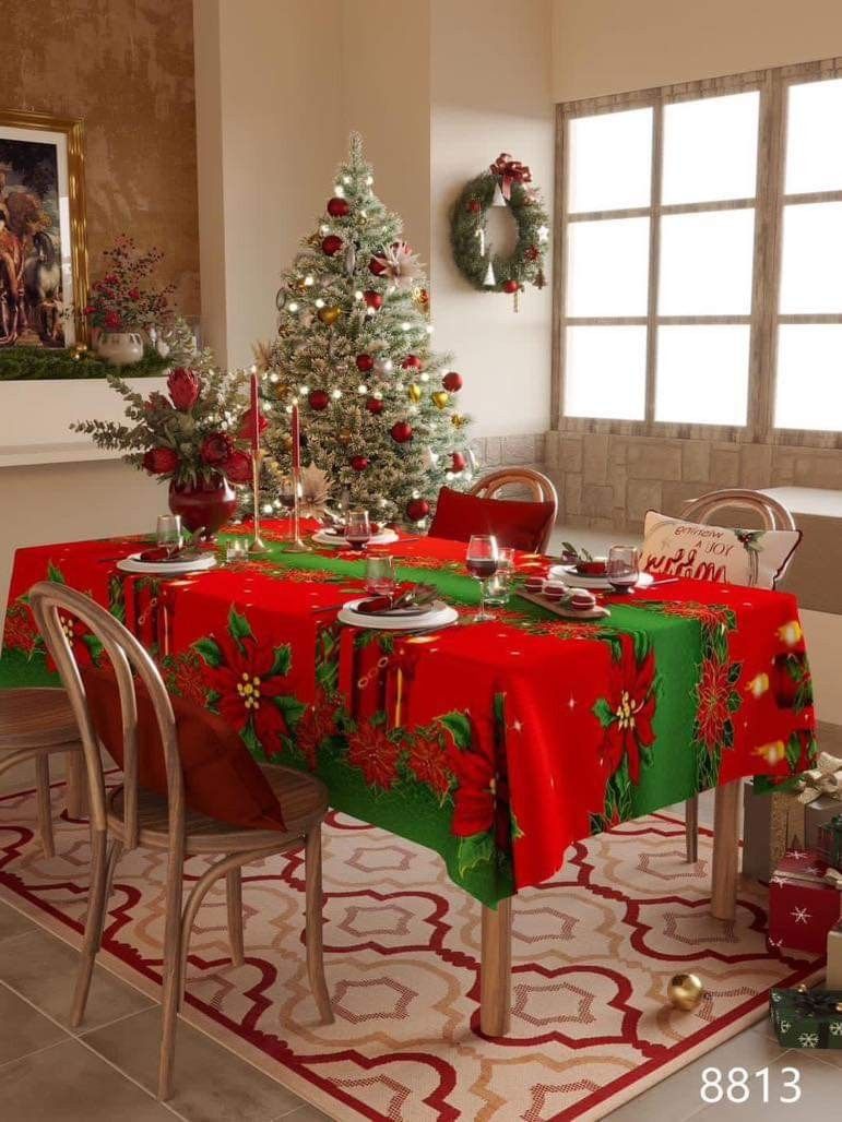 Christmas Table Cloth (Category: Table Linen & Textiles) located in Mandaluyong City. Submitted by shopmla (Listing ID 1321052440, Image 1). Description: Christmas Table Cloth Php 380. 6seater size 4 design only Polyester Fabric Waterproof PVC SF applies Gcash Bpi family.