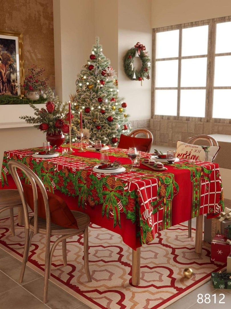 Christmas Table Cloth (Category: Table Linen & Textiles) located in Mandaluyong City. Submitted by shopmla (Listing ID 1321052440, Image 3). Description: Christmas Table Cloth Php 380. 6seater size 4 design only Polyester Fabric Waterproof PVC SF applies Gcash Bpi family.