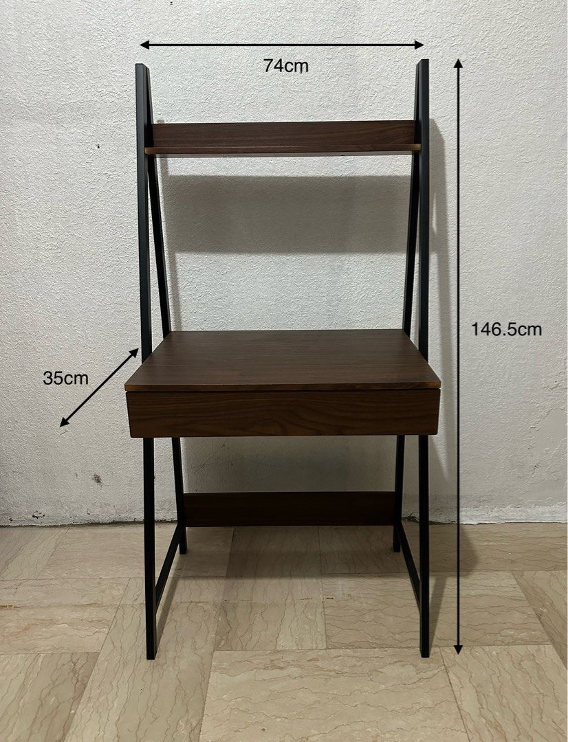 Computer Table (Category: Other Home Furniture) located in Quezon City. Submitted by marc10tiong (Listing ID 1321012707, Image 1). Description: USED Mandaue Foam Samar Desk - Dark Walnut ₱3,000 Meausrements W74 x D48 x H146.5 cm Desktop height: 76 cm Location: Novaliches, Quezon City.