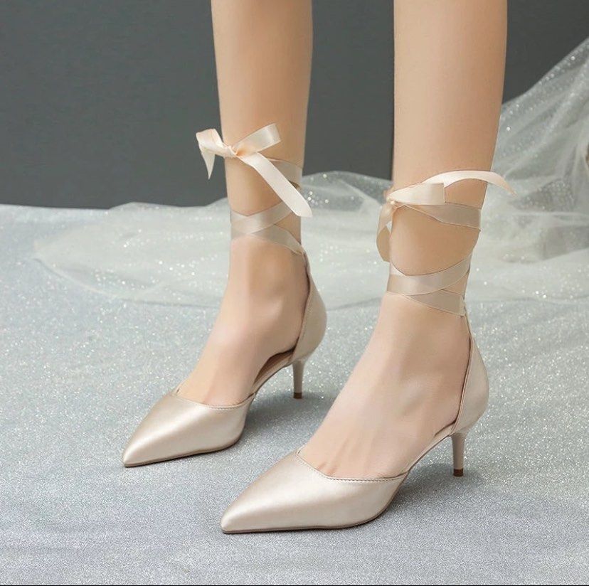 Coquette Heels with Ribbon straps Women s Fashion Footwear Heels on Carousell