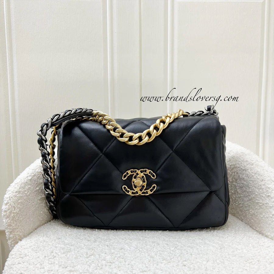 Est Retail 10 000 Chanel 19 Small Flap in Black Lambskin and 3 tone HW Luxury Bags Wallets on Carousell