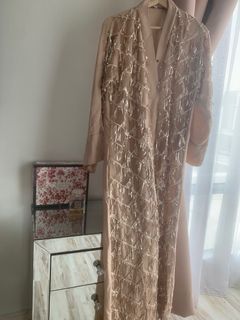 Nour Exclusive Abaya In Nude, Women's Fashion, Muslimah Fashion