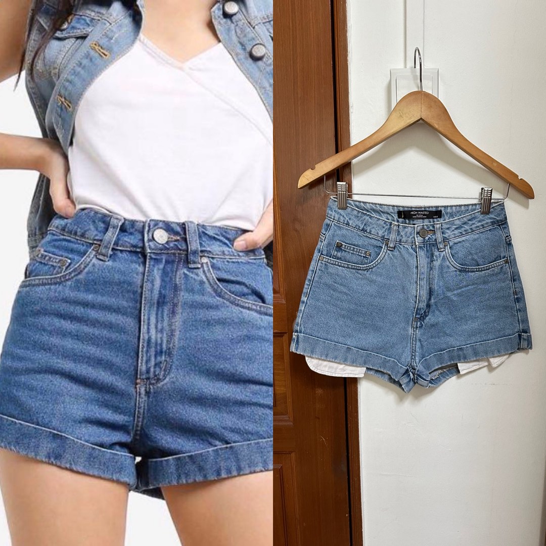 Factorie Highwaisted Cuffed Denim Shorts Women s Fashion Bottoms Shorts on Carousell