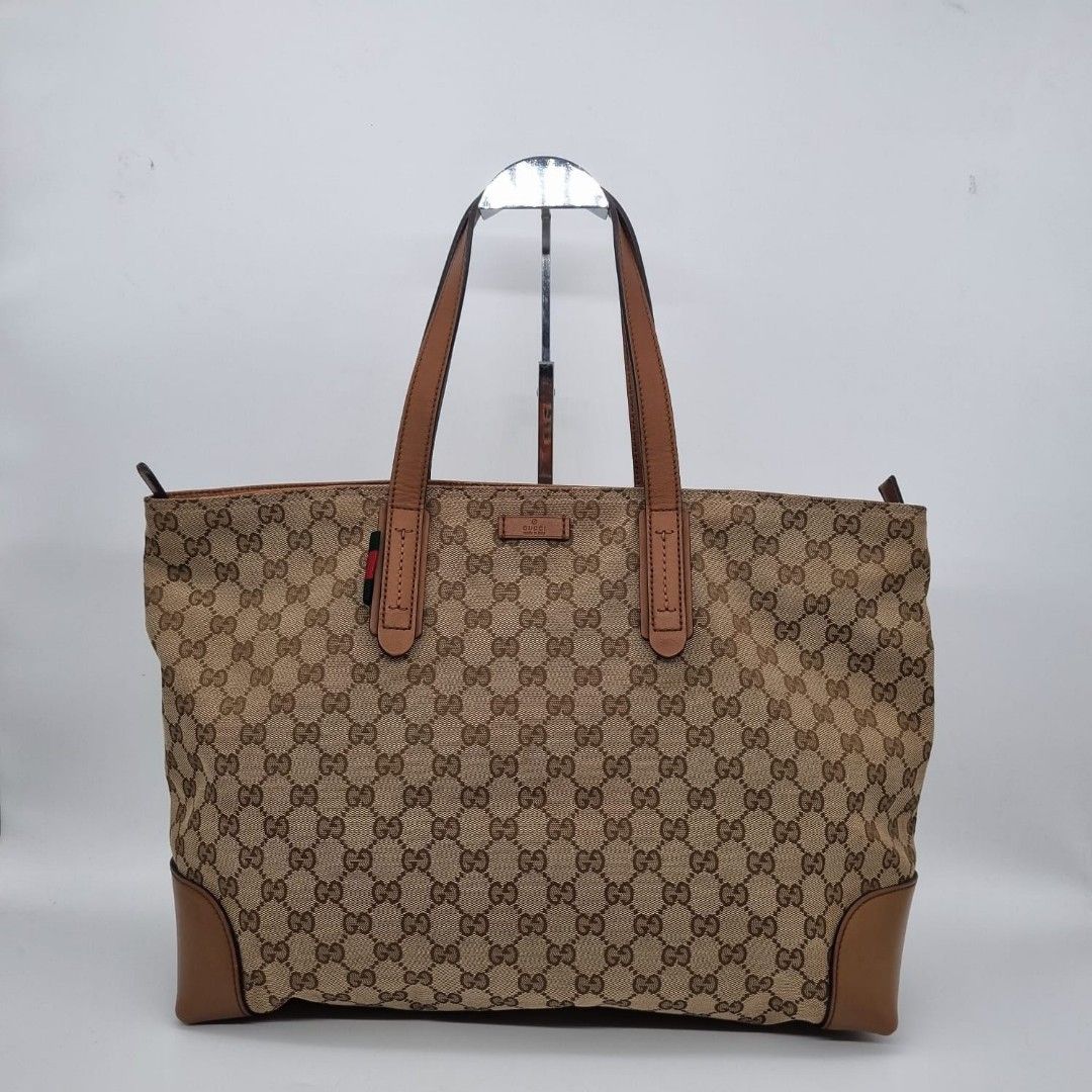 Fast Sale Preloved Gucci GG Supreme Tote Bag Brown size 38 x 14 x 29 cm Bag only Nett Exclude ongkir 12