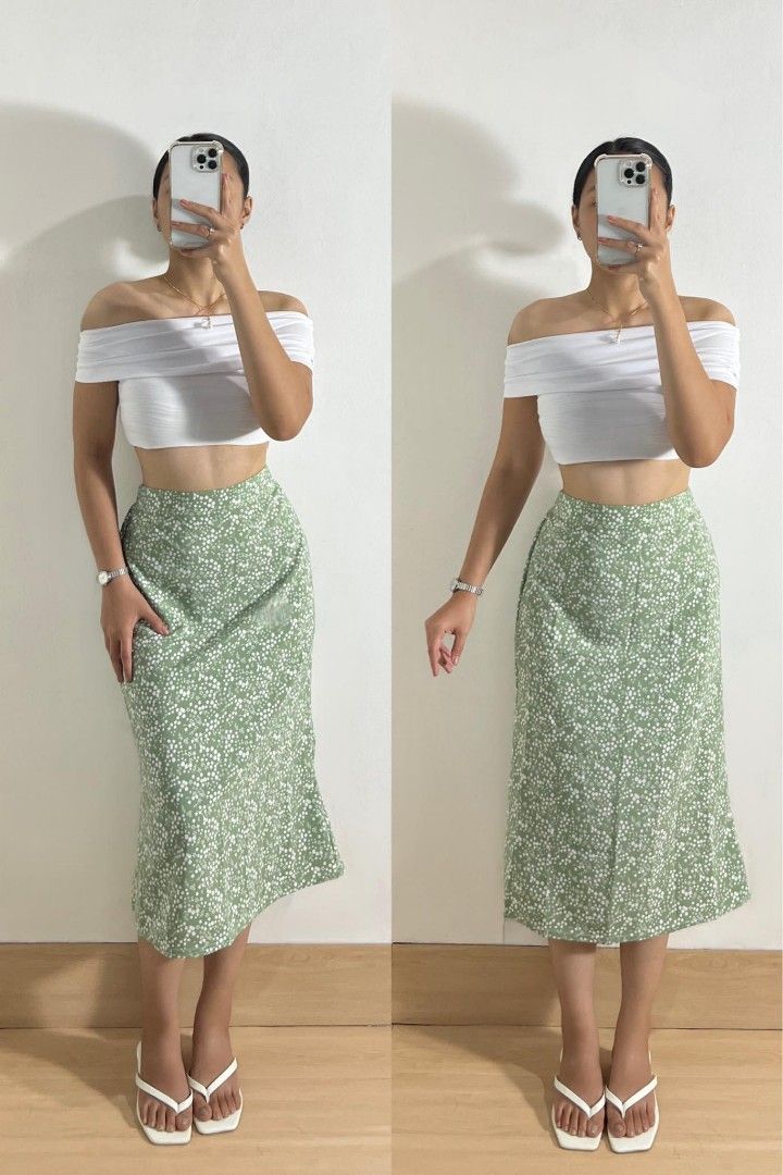 Floral maxi skirt with slit shop