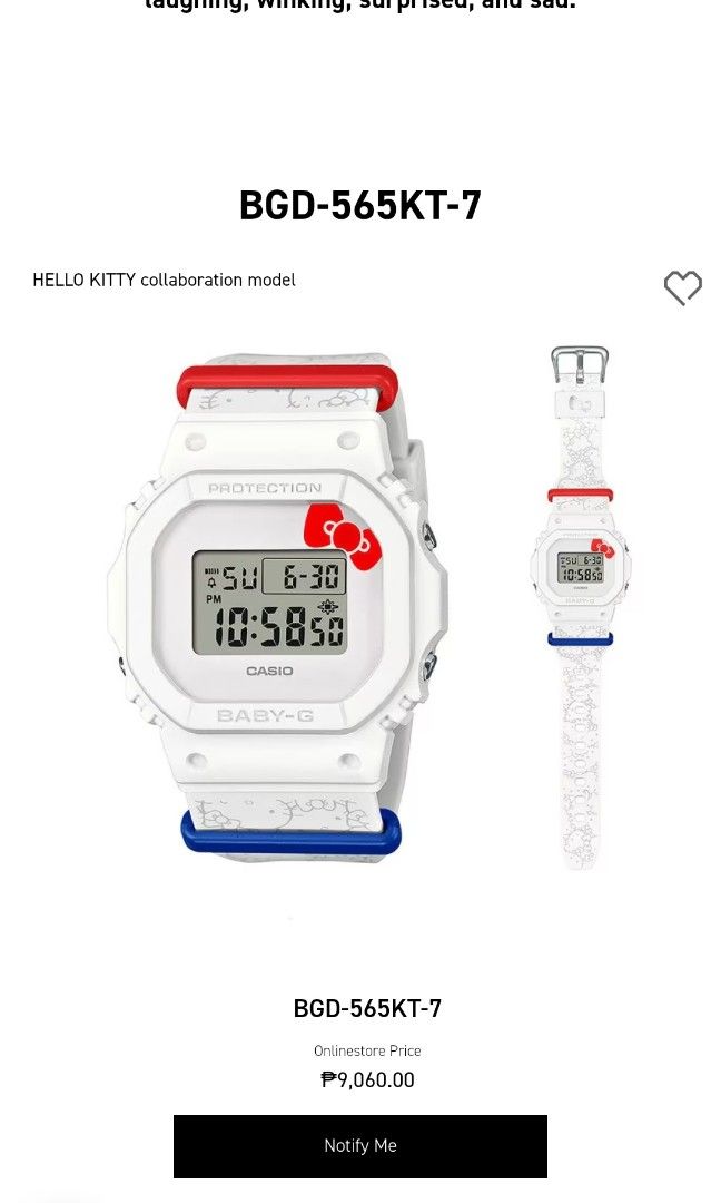 Hello kitty watch g shock clearance