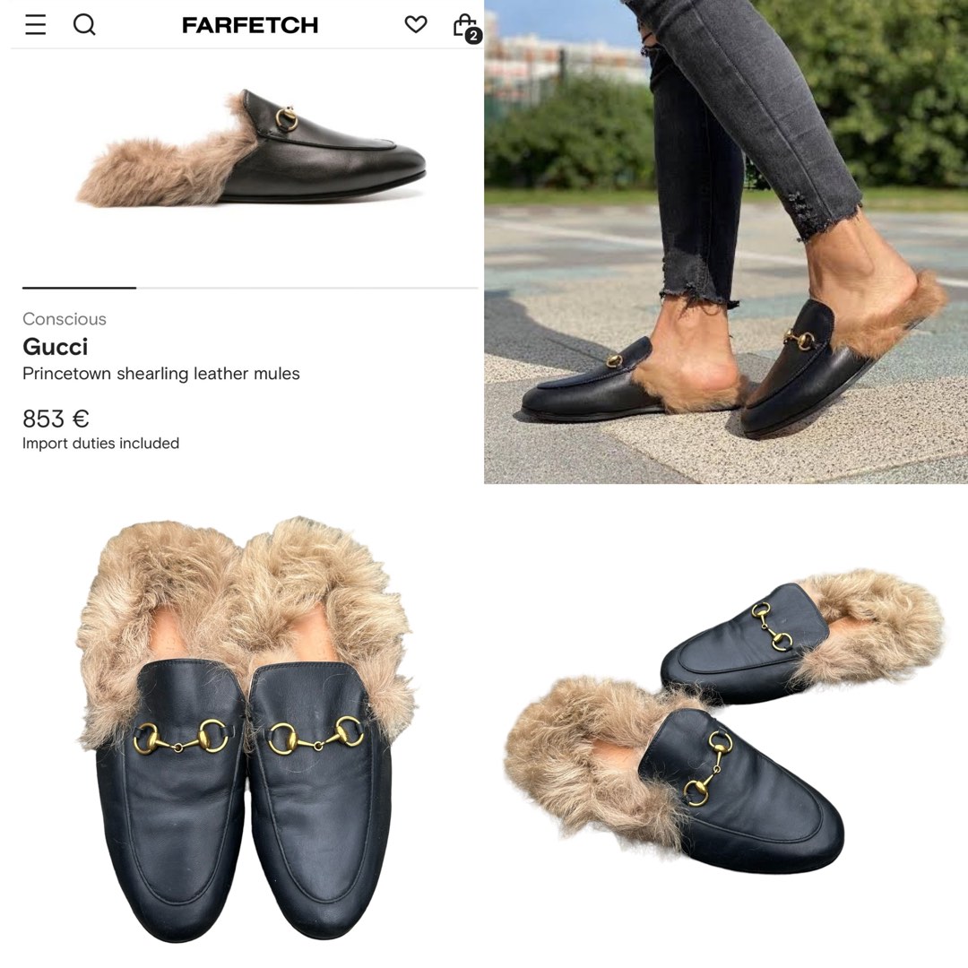 Gucci fur slip on cheap