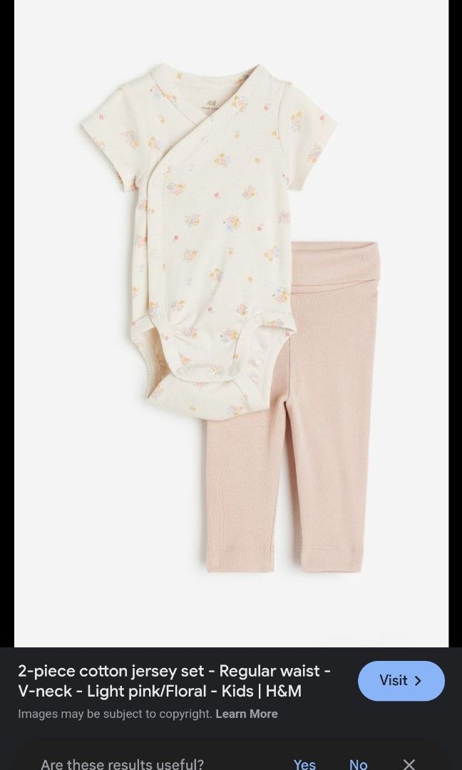 H M 2 piece cotyon jersey set for baby onesie Babies Kids Babies Kids Fashion on Carousell
