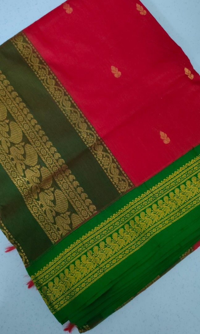 Kalyani Cotton Saree - Carnation with Pink