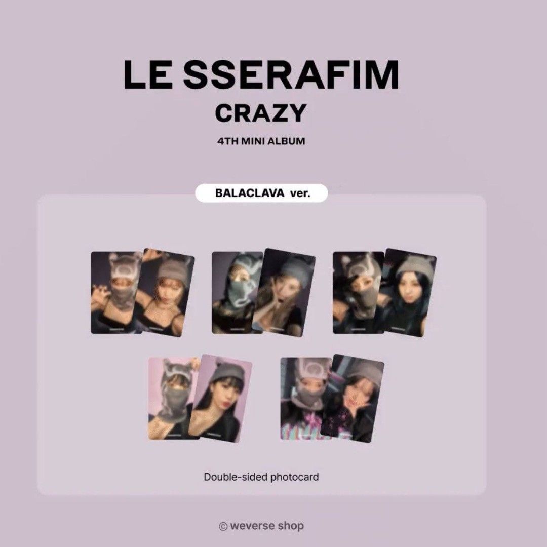LE SSERAFIM CHAEWON Crazy Balaclava POB Photocard Le