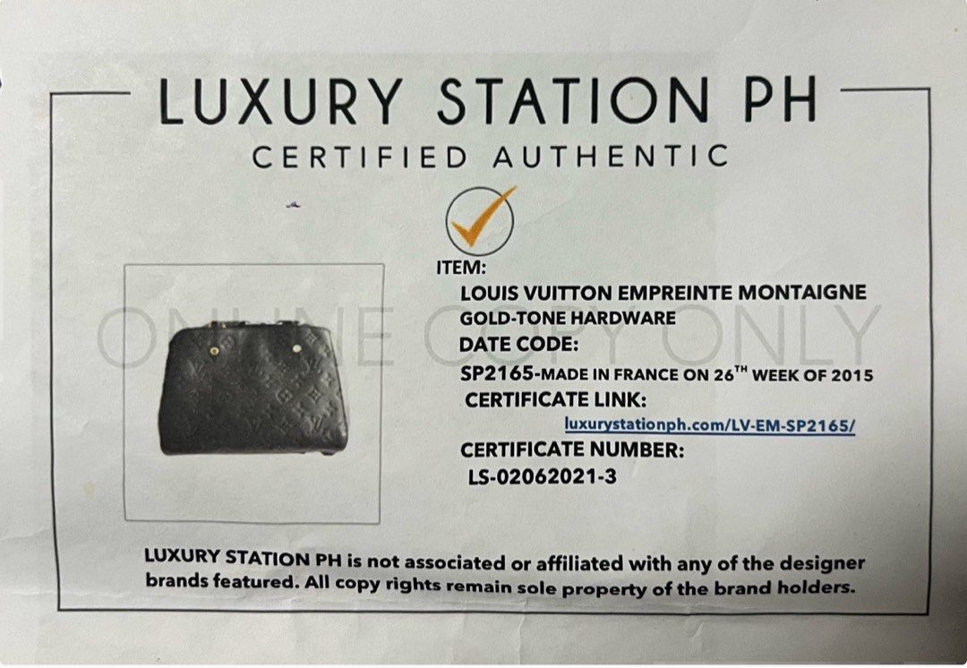 Louis Vuitton Empreinte Montagne in Black (Category: Luxury Bags & Wallets) located in Cebu City. Submitted by kaye_declutters (Listing ID 1320799348, Image 3). Description: !!!HELP ME DECLUTTER!!! OPEN FOR LAYAWAY Retail Price Bought: 200k+++ Louis Vuitton Empreinte Montagne BB in Black Inclusion: Bag, Straps, dustbag, authentication (see link) Check my profile for more designer bags Check out ‘AUTHENTIC DESIGNER BAGS-HELP ME DECLUTTER’, availab