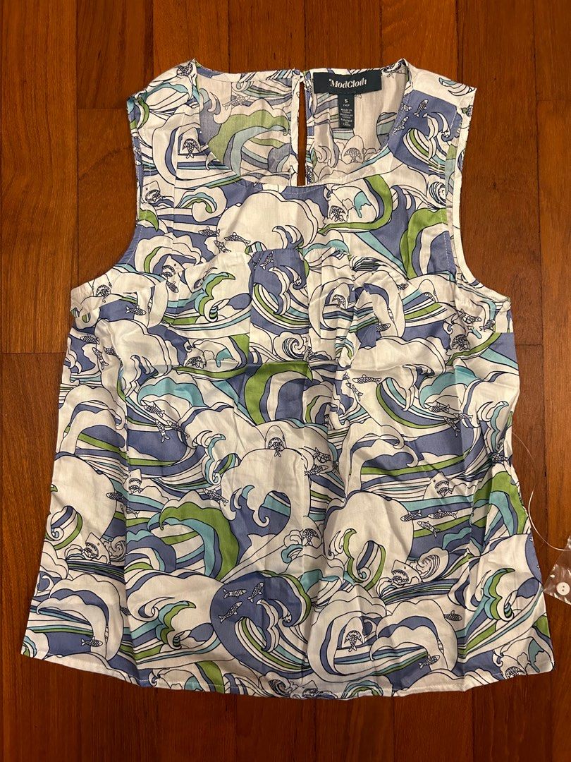 Modcloth shark attack sleeveless cotton tank top Women s Fashion Tops Sleeveless on Carousell