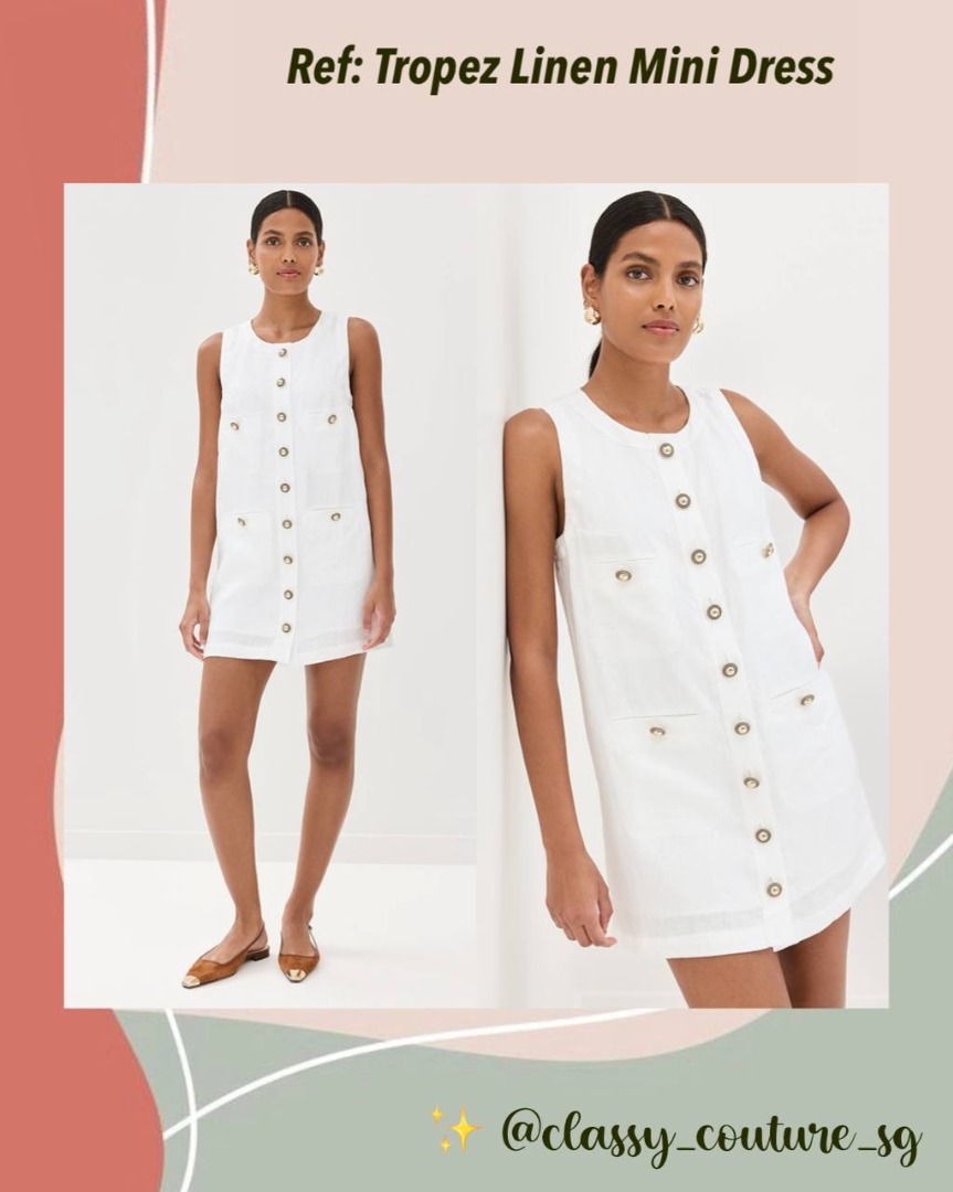 Reformation Tropez Linen Mini Dress in White, Women's Fashion, Dresses &  Sets, Dresses on Carousell