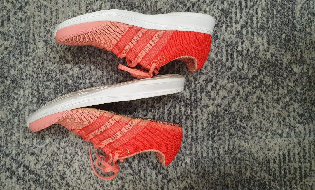 Running shoes in neon orange pink Adidas Cloudfoam Ortholite Women s Fashion Footwear Sneakers on Carousell