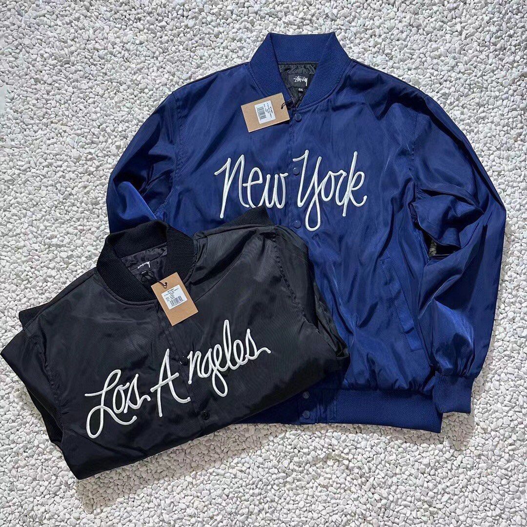 STUSSY ／NY CHAPTER SATIN VARSITY JACKET