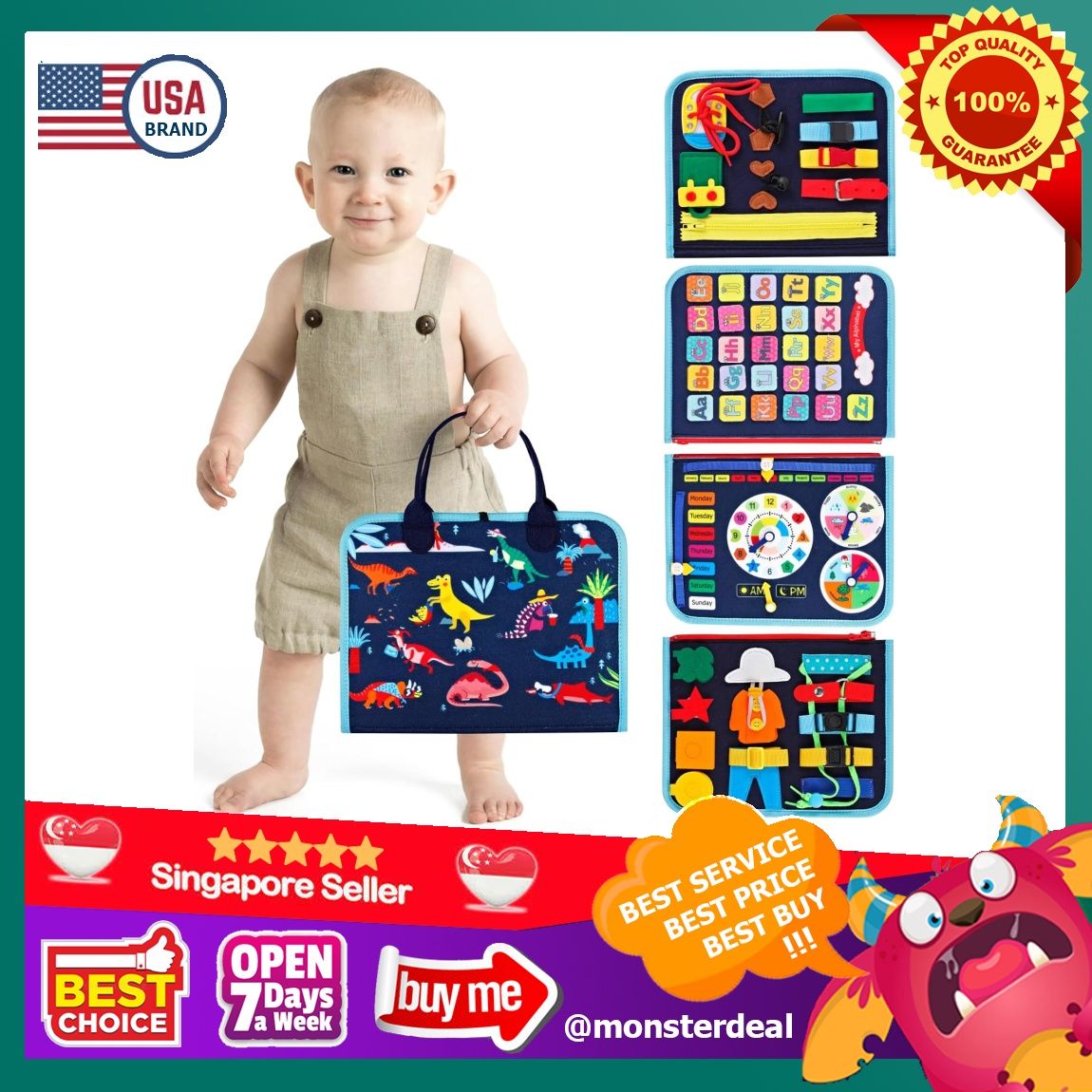 Supplim Busy Board Montessori Toy for Toddlers 1 2 3 4 5 Years Old Educational Activity
