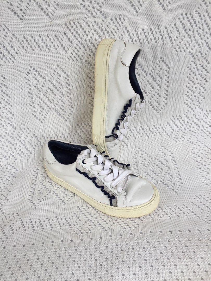 Tory burch ruffle sneaker navy 2025