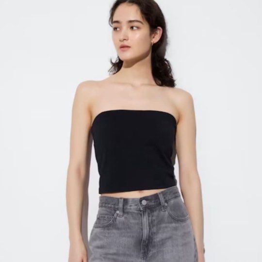 Uniqlo Airism Cotton Cropped Bra Tube Top, Women's Fashion, Tops