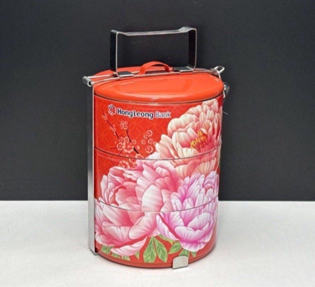 Vintage Hong Leong Bank 3-Tier Tingkat Food Carrier Stainless Steel Rose  Motif, Furniture & Home Living, Kitchenware & Tableware, Food Organisation  & Storage on Carousell