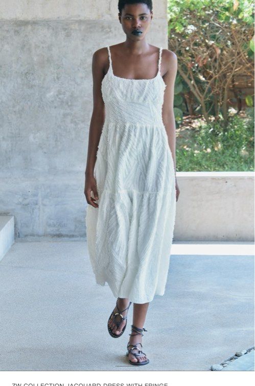 ZARA ZW COLLECTION JACQUARD DRESS WITH FRINGE