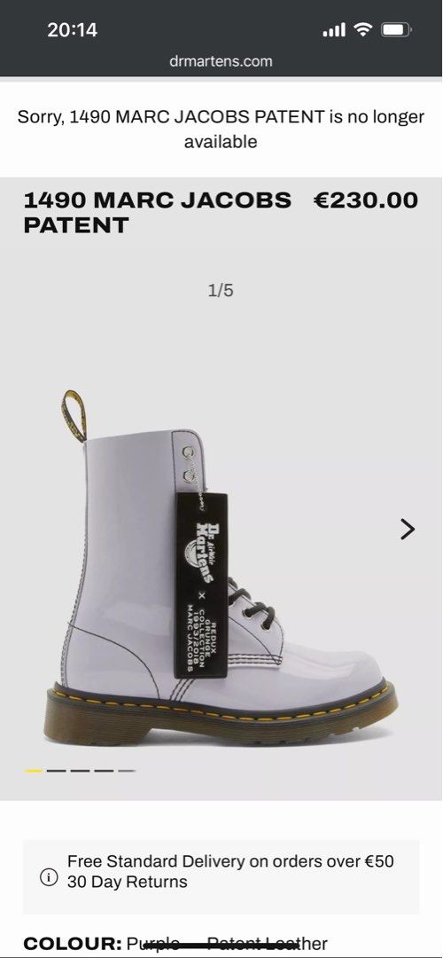 1490 PURPLE DR. MARTENS MARC JACOBS PATENT SIZE US 6 UK 4 Women s Fashion Footwear Boots on Carousell