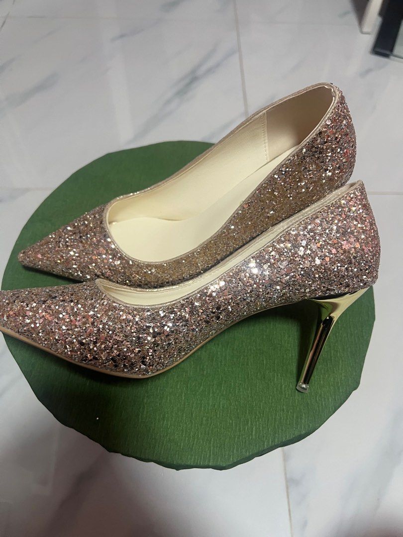 Gold glitter 3 inch heels shop