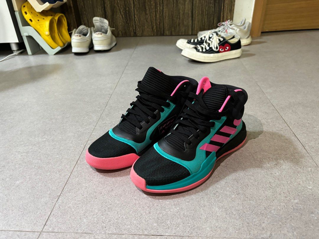 Adidas marquee boost black shock pink aqua Carousell