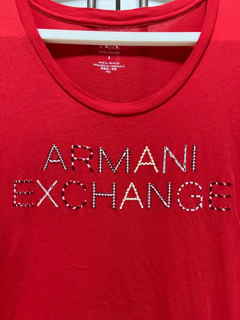 Red armani exchange shirt sale