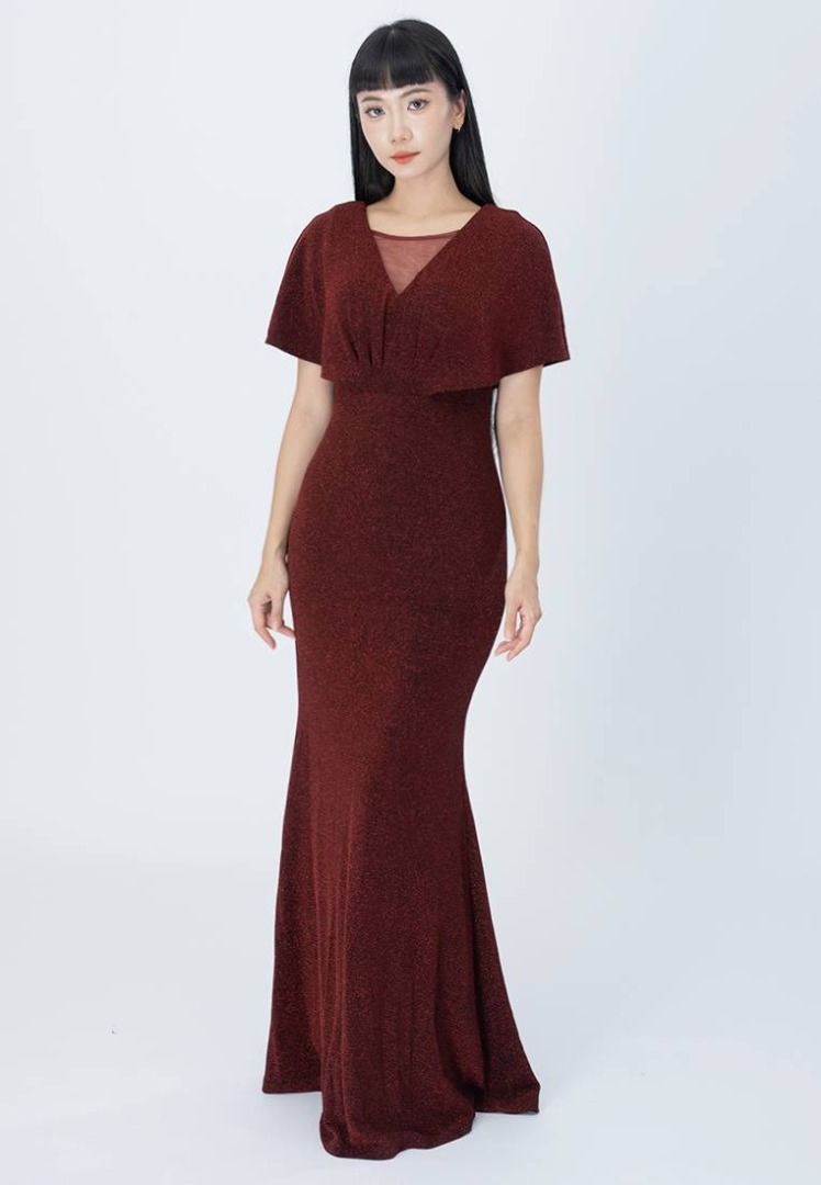 BebeButterfly Polyester Stretchable Long Maxi Dinner Dress Red Women s Fashion Dresses Sets Evening Dresses Gowns on Carousell