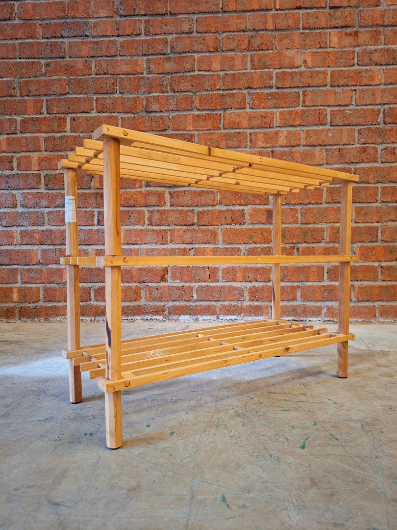 Birch Wooden 3-tier Slatted Shoe Rack | Rak Kasut Berpalang 3 Tingkat ...