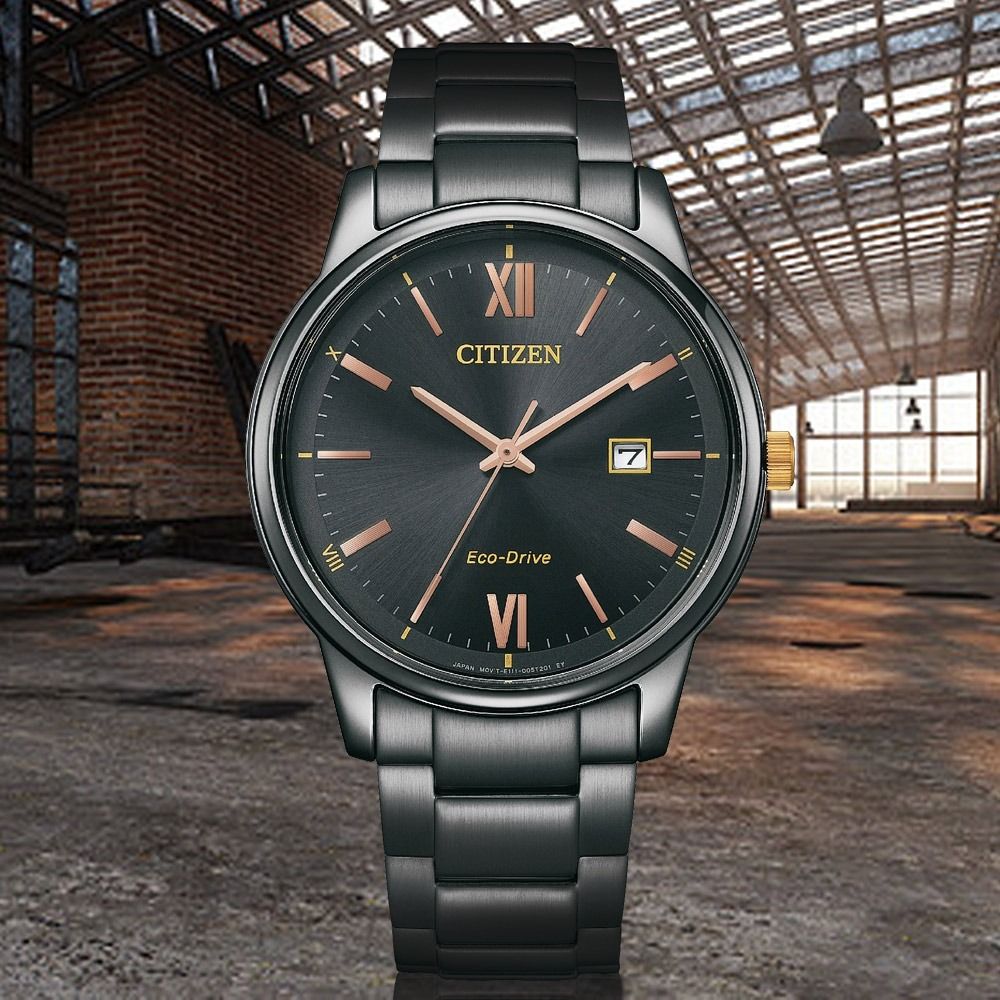 Citizen Eco Drive BM6976 72E Black Dial Black Stainless Steel Analog Solar Power Roman Numeral Men s Dress Watch