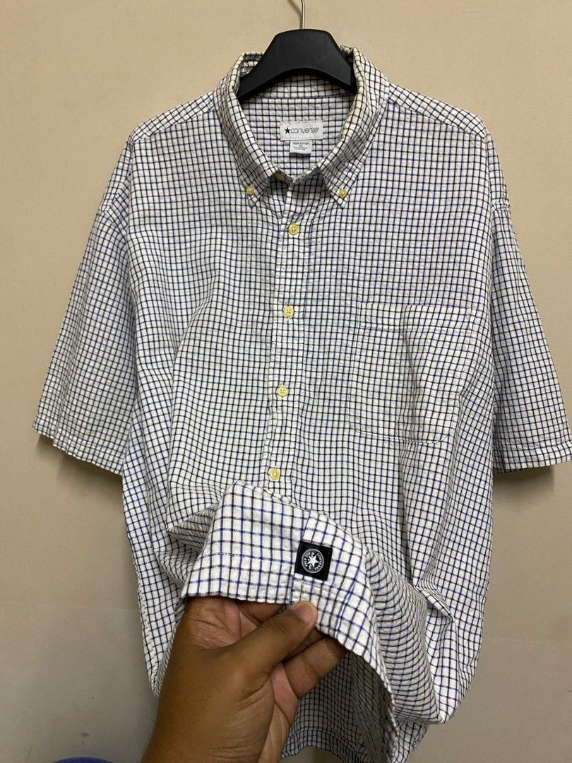 Converse Checkered Big Size Y2K 2000s Style Button Up Shirt Kemeja Men s Fashion Tops Sets Formal Shirts on Carousell