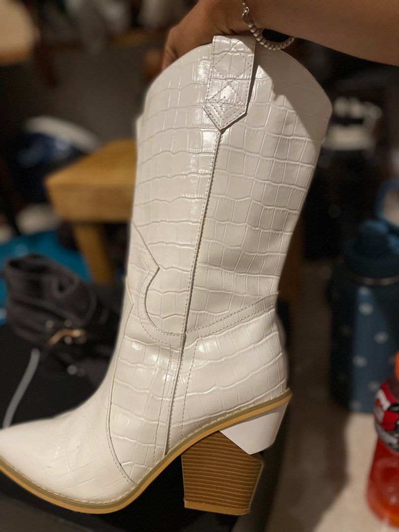 Fendi cowboy boots white sales