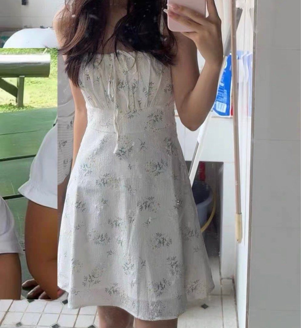Brand New Floral white dress fairy light beach vibes