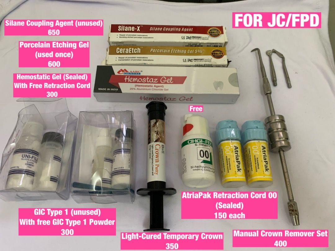 JC & FPD MATERIALS/ GIC TYPE 1/TEMPORARY CROWN COMPOSITE/GINGIVAL ...
