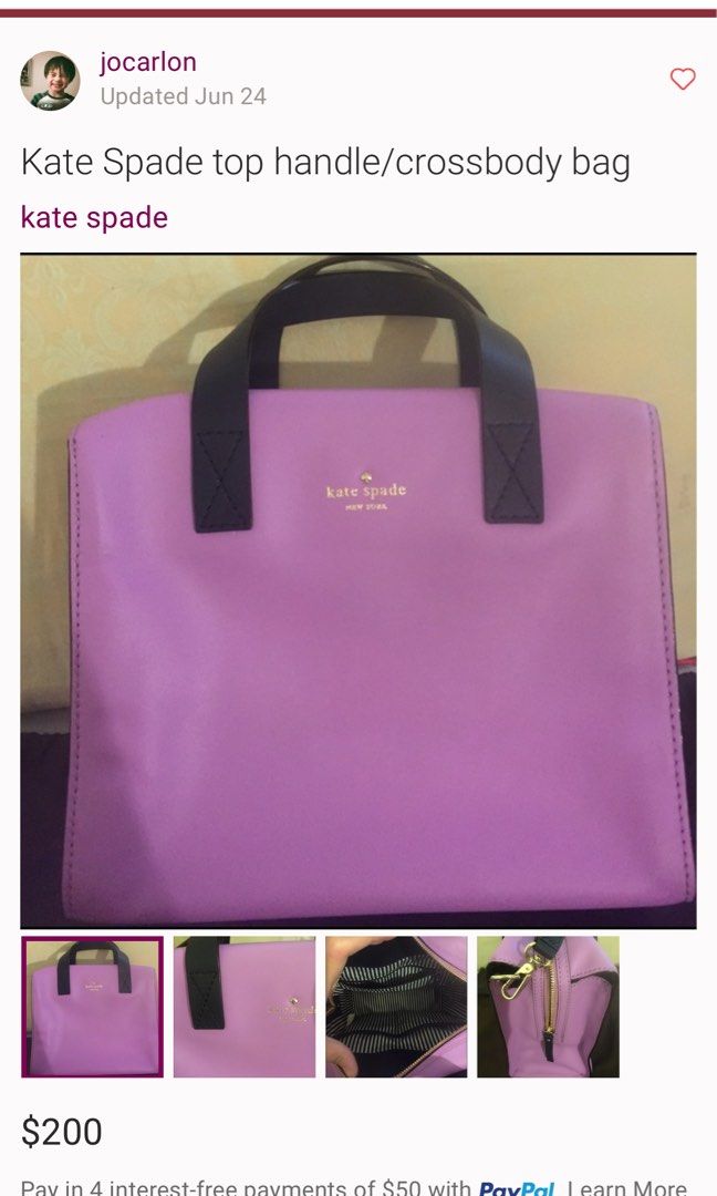 Kate Spade Tote Body Bag (Category: Luxury Bags & Wallets) located in Quezon City. Submitted by prelovedbyaisc (Listing ID 1321202570, Image 3). Description: H 9 inch W 5 inch L 10 inch.