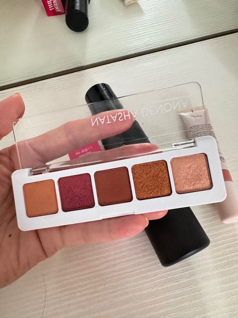 Make up items (Category: Makeup) located in Singapore. Submitted by ssthor (Listing ID 1321192513, Image 6). Description: 1. Benetint 6ml (Brand New) $10 2. Shu Uemura unlimited make up fix mist (only use for a few time) $12 3. Laura Mercier tinted moisturiser blush (almost brand new) $20 4. Natasha Dedona eye shadow (almost brand new) $15 .