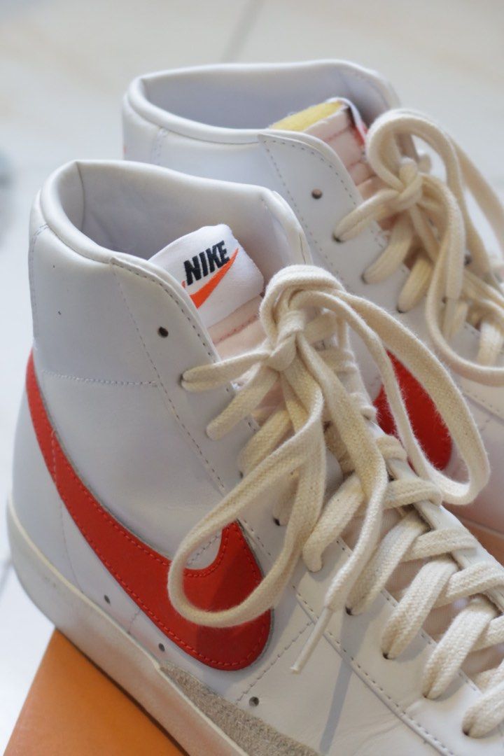 Nike Blazer Mid ‘77 VNTG (Category: Sneakers) located in Quezon City. Submitted by xixiriri (Listing ID 1321226987, Image 3). Description: Nike Blazer Mid ‘77 VNTG (Red) with cream laces; included original box & original laces US Size 9 (Mens); US Size 10.5 (Womens) + Shipping (J&T Express) RFS: Decluttering .