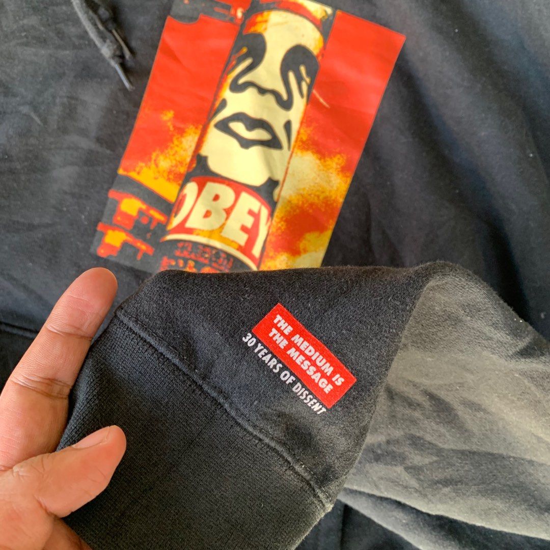 Obey Hoodie-30th Anniversary (Category: Coats, Jackets and Outerwear) located in Manila. Submitted by fromtheflea (Listing ID 1321258255, Image 3). Description: obey maglietta pole-30th anniversary hoodie good condition; 9.5/10 color rate no other issues; just signs of usage rare release of obey(30 years of dissent) 1,500 only.