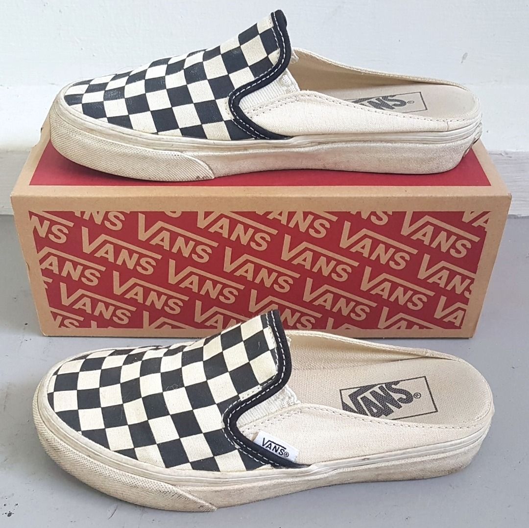 Original VANS Shoes Black and White Checker Slip On Model US 5.5 UK 3 EUR 35 All American Designer Sneakers Signature Look BMX Surf Skate