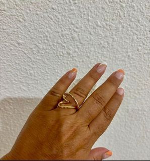 Pandora gold shine Big-sized heart shap ring • 5 6 7 8 9 cm