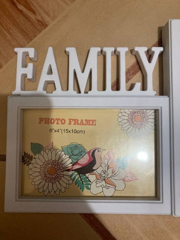 Photo Collage Frame Family Design (Category: Frames & Pictures) located in Imus. Submitted by jenarc.decluttering (Listing ID 1321240291, Image 2). Description: Listing Price: ❗ Fixed❗ Feel free to message us for more information and details on the product. 💗 Condition: Never used. Reminders: - Product has been stored for a long time. - Product plastic frame cover is yellowish due to prolonged storage. - Product has a small dent on the frame cov