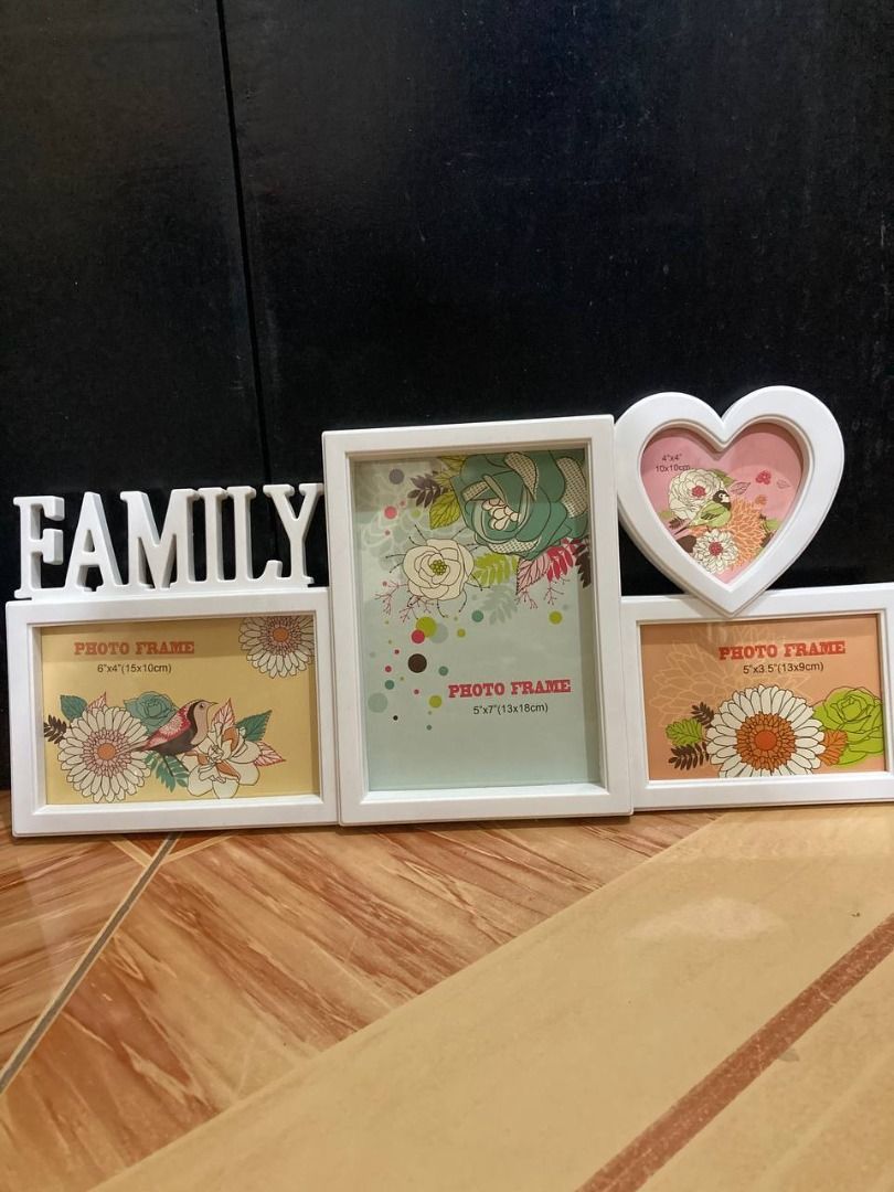 Photo Collage Frame Family Design (Category: Frames & Pictures) located in Imus. Submitted by jenarc.decluttering (Listing ID 1321240291, Image 1). Description: Listing Price: ❗ Fixed❗ Feel free to message us for more information and details on the product. 💗 Condition: Never used. Reminders: - Product has been stored for a long time. - Product plastic frame cover is yellowish due to prolonged storage. - Product has a small dent on the frame cov