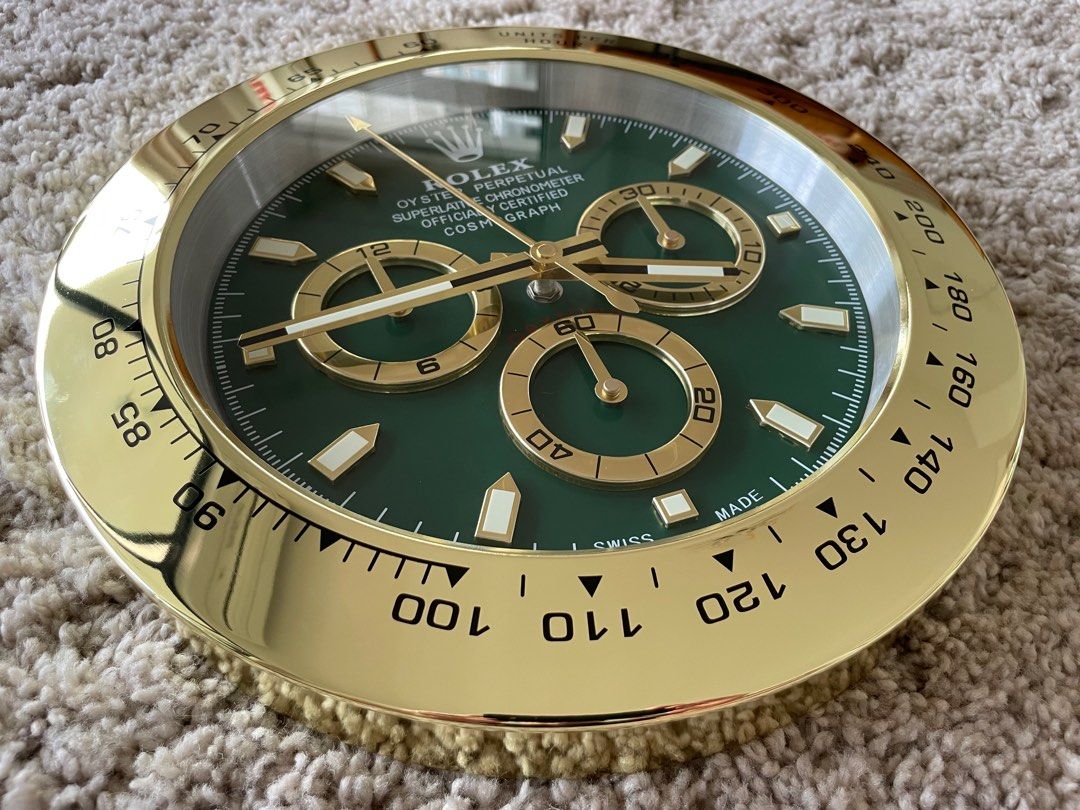 ROLEX Cosmograph DAYTONA Wall Clock Gold/Green 34cm Dealer