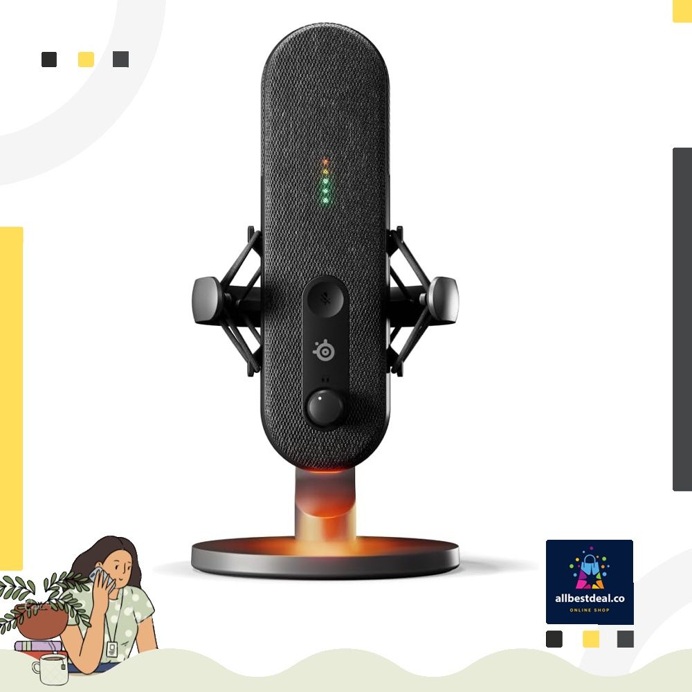 SteelSeries Alias USB Mic for PC 3X Bigger Capsule for Gaming Streaming and Podcasting Sonar for