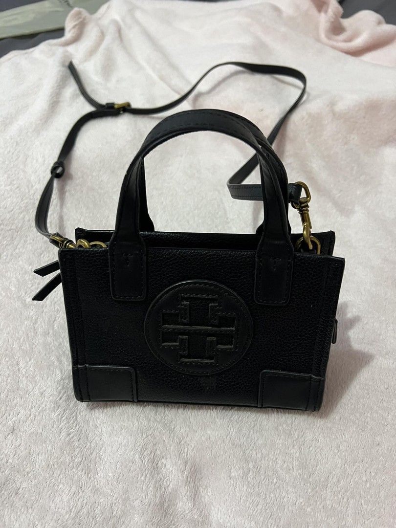 Tory Burch Ella Micro Tote (Category: Luxury Bags & Wallets) located in Angeles City. Submitted by lizettejaime (Listing ID 1321291966, Image 1). Description: can't vouch for the authenticity as this was only given to me as a gift last 2022. No flaws! Like new. Just needs cleaning inside. Leather still looks good. Comes with strap, gold hardware still nice and pristine condition. Rfs: decluttering.