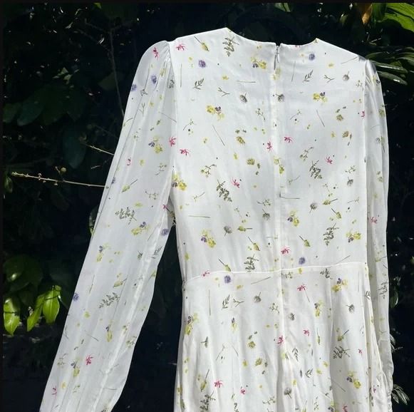 TVF for DVF Rosemary Crepe Mini Floral Sun Dress Long Sleeved
